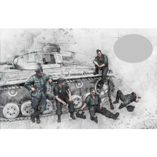 Five German soldiers in World War II need to assemble and color 1:35 resin soldier sand table model