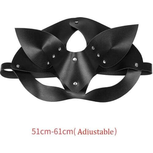 Sexy 3D Dog Ear Fox Eye Mask Black Red Leather Sex Accessories for SM Game Restraints Add Interest Performance Bondage