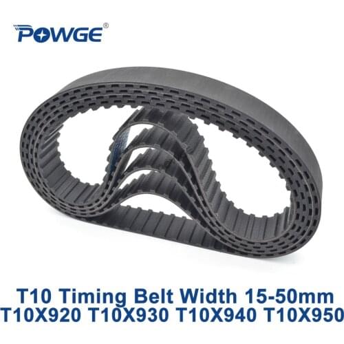 POWGE Trapezoid T10 Synchronous timing belt C=920/930/940/950 Width 15/20/25/30/40/50mm Rubber T10X920 T10X930 T10X940 T10X950