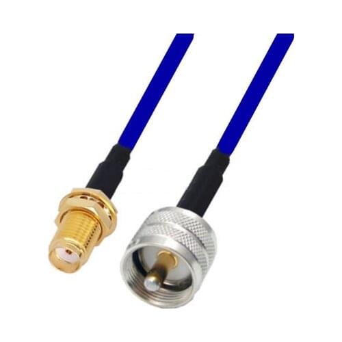 Blue Soft RG142 Double Shielded SMA Female to UHF Male Connector RF Coaxial WIFI Antenna Coax Low Loss Cable 50ohm