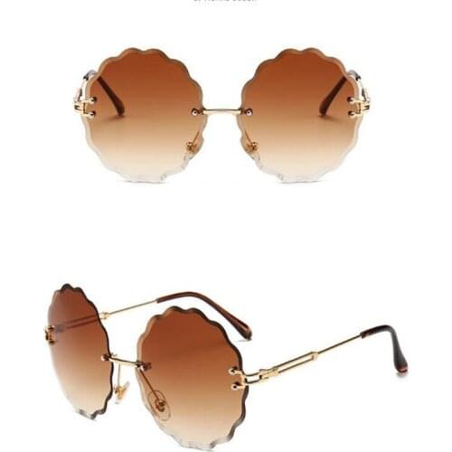 KAPELUS 2018 Woman Round Petals Metal Sunglasses Fashion Lace Glasses 04208