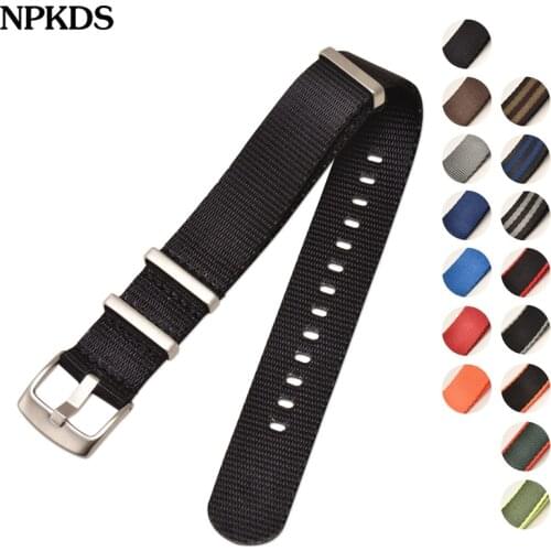 Heavy Duty Nylon Watchband 20mm 22mm NATO ZULU Strap Green Red Striped Canvas Men Women Replacement DW Band Watch Accessories