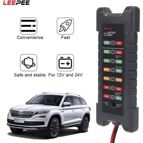 Quick Cranking tester Alternator 7 LED Lights Display 12V 24V Car Battery Tester Auto Car Diagnostic Tool