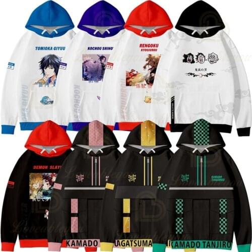 New Demon Slayer Hoodie Sweatshirt Cosplay Costume Teens Men/Women 3D Fashion Anime Pullovers Jumpers Autumn Hoody