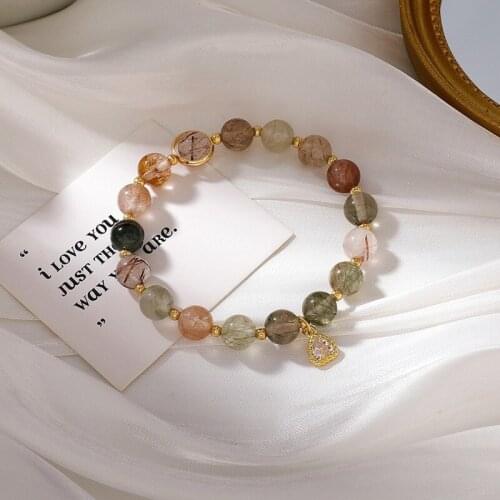Korean Fashion Vintage Colorful Crystal Beads Bracelet Stretch Adjustable Bracelet Simple Geometric Party Jewelry 2021 New