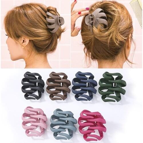 1PC Korean Solid Large Hair Claws Elegant Acrylic Hairpins Barrette Crab Hair Clips Headwear for Women Girls Hair Accessories
