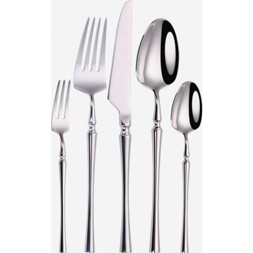 Mirror Silver Dinnerware Dinner Set Fork Knife Tea Spoon Set Western Tableware Golden Stainless Steel Cutlery Set Dropshipping
