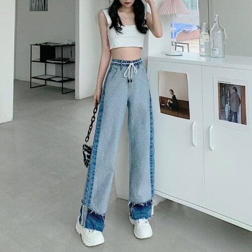 Woman Jeans 2021 New Fashion Straight Pants High Waist Casual Jean Female Full Length Loose Denim Boyfriend Trouser