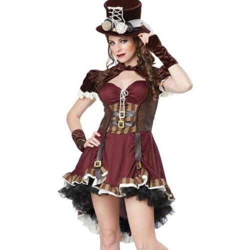 Female Pirate Costume Adult Steampunk Womens Pirate Clothes Corsair Cosplay Vampire Dress Cowboy Cowgirl Halloween Party Costume