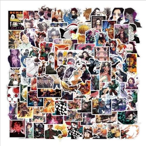 100 pieces ghost slayer unlimited train graffiti stickers luggage waterproof stickers