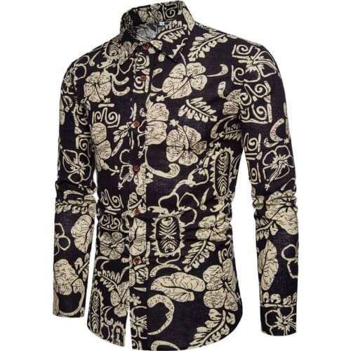 2020 Patch Flower Printed Men Dress Shirt Summer Fresh Vintage Style Pattern Spring Shirts For Men Plus Size 5XL Wholesale A415