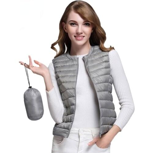 2021 New Women 90% White Duck Down Vest Women Ultra Light Duck Down Vest Jacket Autumn Winter Round Collar Sleeveless Coat