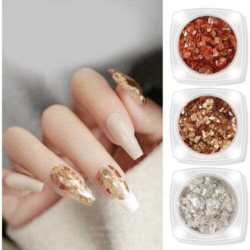 Mica Sparkle 3D Nail Charms Glitter Sequins Irregular Marble Metal Slice Ultra Thin Shimmer Flakes Pigment Nail Art Decor