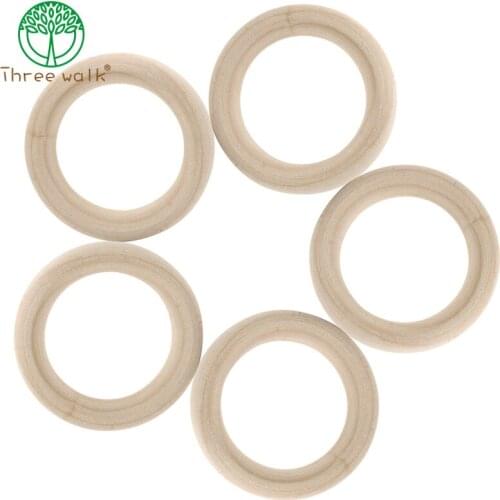 5 pcs Crafts DIY Baby Teething Natural Wooden Rings Necklace Bracelet 100mm