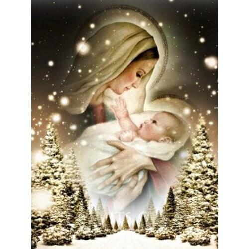 5D Diamond Embroidery Madonna And Child Cross Stitch Crystal Square Diamond Sets Unfinished Decorative Diy Diamond Painting