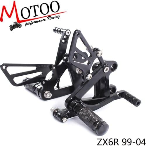 Full CNC Aluminum Motorcycle Adjustable footrest footpeg pedal Rearsets Rear Sets Foot Pegs For KAWASAKI ZX6R ZX-6R 1999-2002