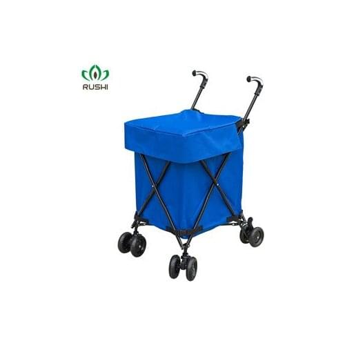 Large Capacity Aluminum Alloy Shopping Cart with Oxford Cloth Bag High Quality Foldable Luggage Climbing Cart with Big Wheel