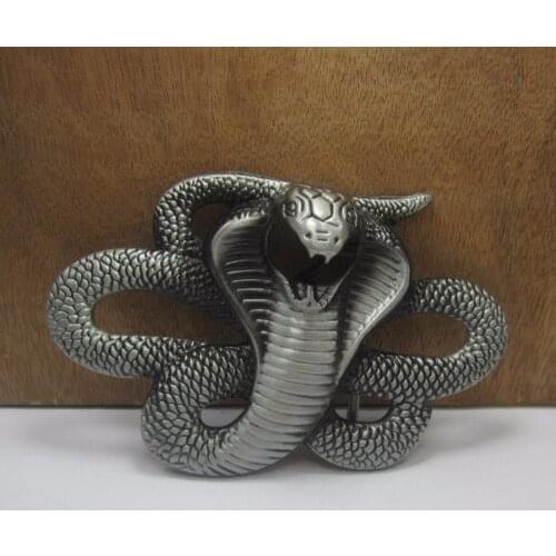 BuckleClub wholesale retro cool cobra jeans gift belt buckle FP-03405 PEWTER FINISH for men 4cm width loop