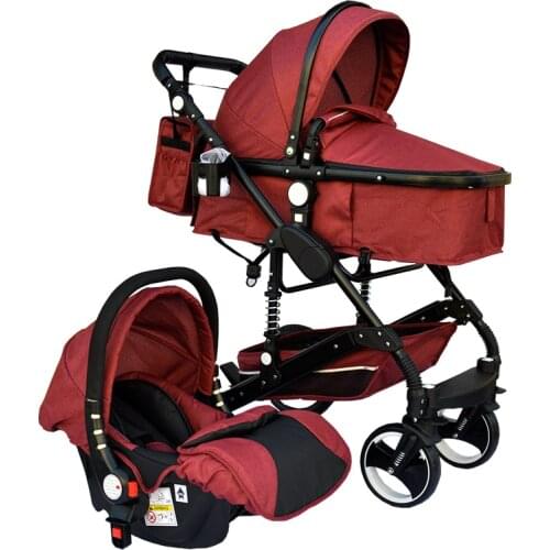 Customized Luxury Compact Kids Pram Organizer Carriage Lightweight Wagon Stroller With Car Seat 3 In 1 Foldable Baby Strollers