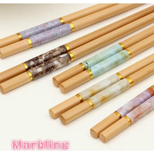 5 Pair Marbling chop sticks of Household Loaded Wood Sushi Chopsticks natural bamboo flatware chopstick chinese dinnerware set