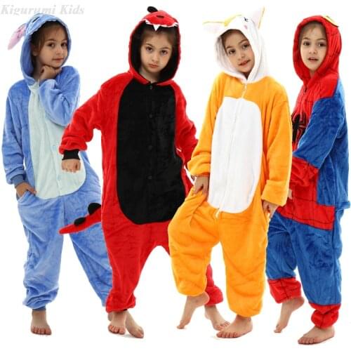 Kids Kigurumi Unicorn Pajams Sets for Boys Winter Onesie Pijamas Flannel Warm Pyjamas Anime Cosplay Costume Blue Red Nightwear