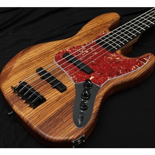 Derulo electric bass guitar OEM customized 5 string high quality full zebra wood ebony fingerboard customization