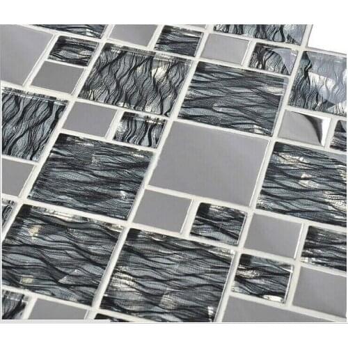 Eruopean Stainless Metal mixed Crystal Glass Mosaic Tile for bathroom shower kitchen backsplash wall tile wall sticker