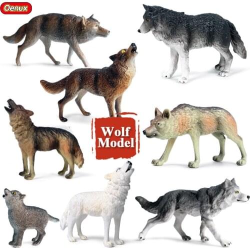 Oenux Simulation Savage Wild Animals Beast Wolf Miniature Figurines Wild Wolves PVC Model Action Figure Collection Toy Kids Gift