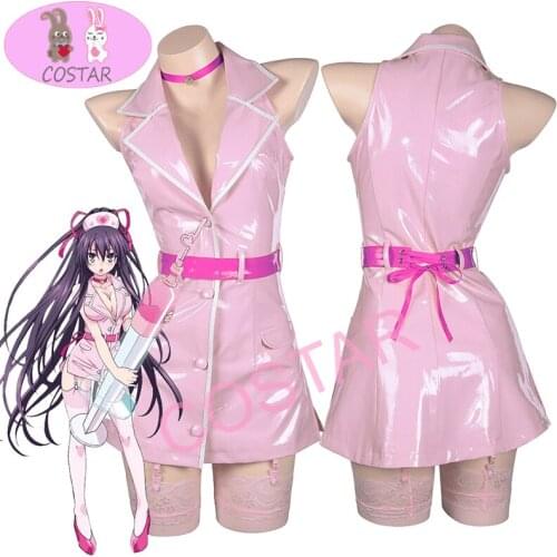 COSTAR Anime Date Alive Princess Yatogami Tohka Nurse Uniform Cosplay Costume Pu Materia Sexy Dress Women Girls Halloween