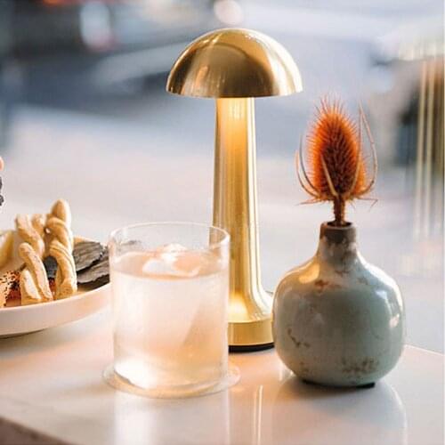 Brass Cordless Bar Table Lamps Restaurant Portable Battery Desk Lamp Modern Chargeable Night Lights Bedside Stand Light Fixtures