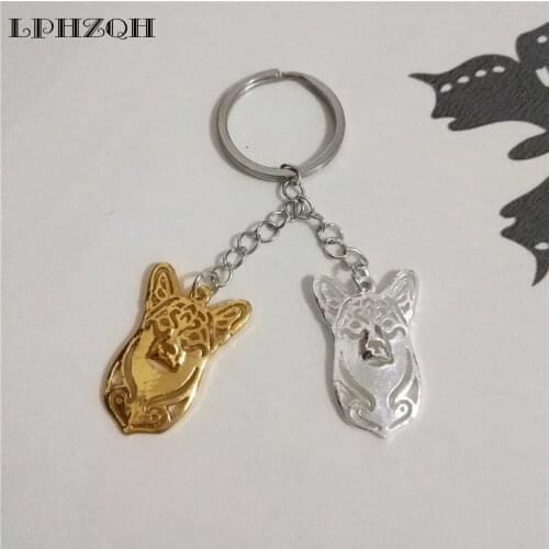 LPHZQH Fashion Trendy Puppy Pembroke Welsh Corgi Car Keychain Women Bag Pendant Accessories Charm Keyring Jewelery Steampunk