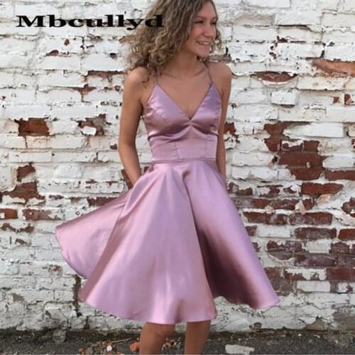Mbcullyd Short Knee Length Bridesmaid Dresses 2020 With Pockets Cheap Sale Dress For Wedding Party Girls vestido de festa longo