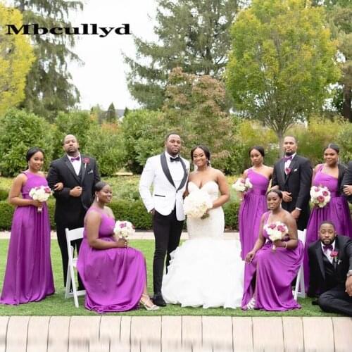 Mbcullyd Wholesale Beach Bridesmaid Dresses 2020 African Women Long Elegant Maid Of Honor Dress One Shoulder Wedding Guest Gown