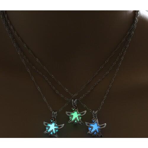 Cute Luminous Jewelry Choker Christmas Gift For Women Necklace Fashion Charm Glowing Starfish Pendant Necklace