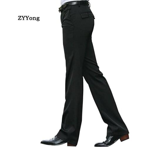 2020 Men Suit Pants Straight Business Casual British Style Office Comfortable No Lroning Required Black Slim Formal Trousers