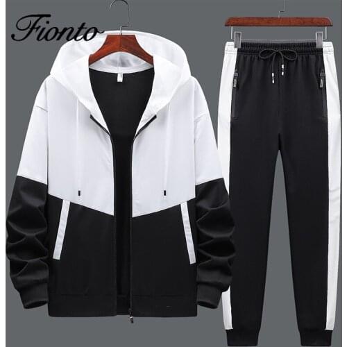 Men Tracksuit Two Pieces Set 2021 Spring Autumn Mens Set Hooded Sweatshirt+Pants Fashion Hoodie Sportswear Suit Mens Clothing
