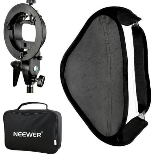 Neewer Photo Studio Multifunctional 24x24"/60x60cm Softbox S-type Speedlite Flash Bracket Mount+Carrying Case for Photography