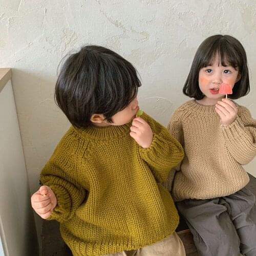 MILANCEL 2021 Autumn New Kids Clothes Solid Sweater for Brothers and Sisters Korean Children Outwear Girls Sweaters