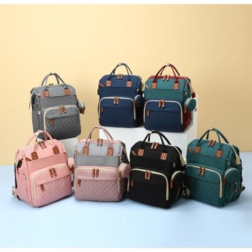 New Women Backpack Color Nappy Maternity Stroller Bags Travel Foldable Portable Baby Bed Large Capacity Backpack Baby Knapsacks