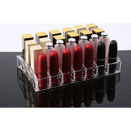 New 26 Grids Clear Lipstick Holder Nail Polish Rack Makeup Storage Shelf Eyebrow Pencil Frame Desktop Cosmetic Tools Organizer