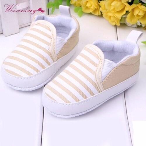 Baby Boys Shoes Infant Slip-On Toddler Striped Canvas First Walkers