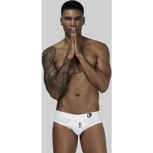 ORLVS mens sexy underwear white panties cotton breathable u convex briefs male lingerie Box shorts plus size M-2XL