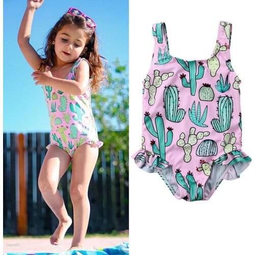 0-3T Toddler Baby Girl Swimsuit Swimwear Kids Cotton Ruffle Swimming Sleeveless Tankini Bikini Clothes Bathsuit