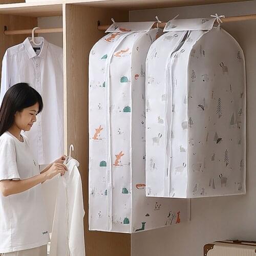 PEVA Fresh Pattern Cloth Storage Bag Case Organizer Wardrobe Dress Clothing Hanging Dust-proof Cover Home Decor