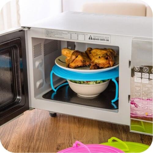 Microwave Oven Shelf Multifunction Double Insulated Heating Tray Bowls Layered Holder Rack Organizer Kitchen Accessories Tools