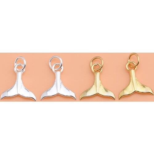 S925 Sterling Silver gold-plated accessories, Mermaid tail pendant pendant, handmade diy bracelet necklace pendant