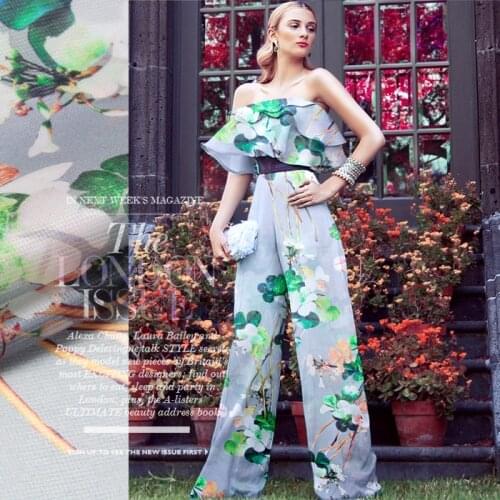 PRINT SILK GRID ORGANZA SATIN FABRIC 140cm width 12momme 100% Pure Silk Evening Dress Fabric Women Summer Cloth