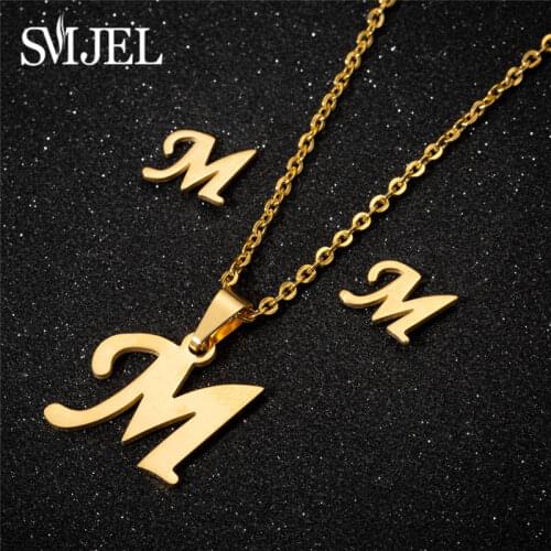 SMJEL Mini A-Z Pendientes Iniciales Letter Earrings Stainless Steel Jewelry Personalize Christmas Gifts For Women Girls Collier