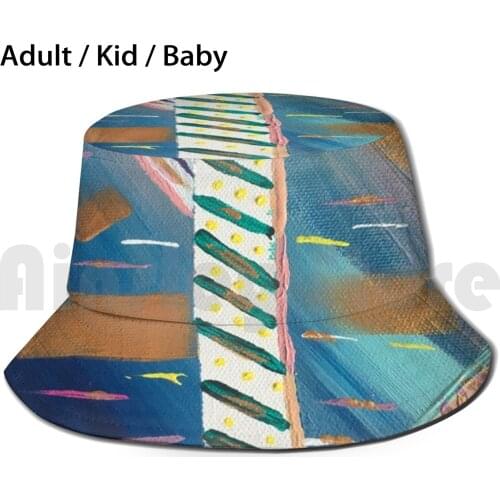 80' ; S Coolness Sun Hat Foldable UV Protection 80 Abstract Blue Pink Gold White