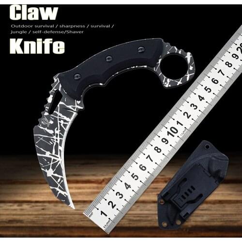 Outdoor Survival Claw Sharp Fixed Blade Knife Tactical Olecranon Knife EDC Jungle Camping Karambit Knife G10 9cr18mov Blade